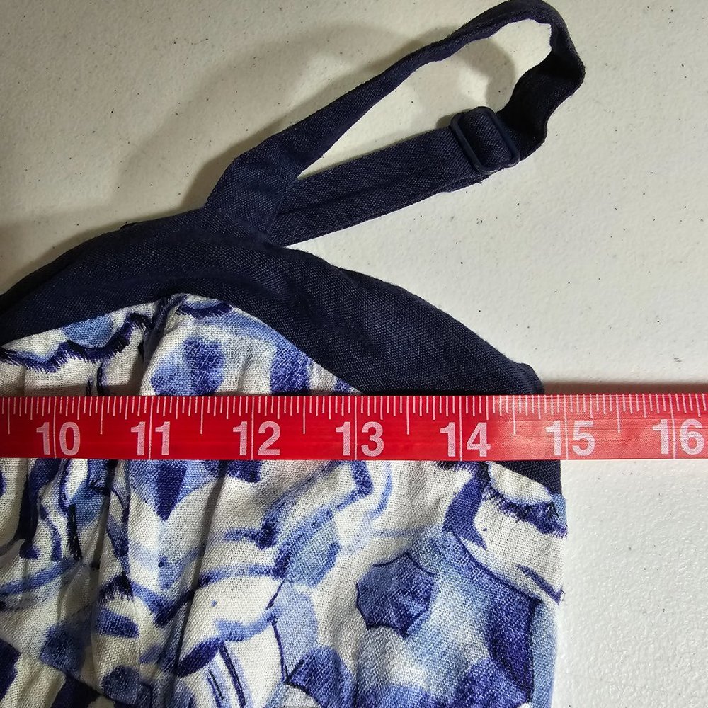 Anthropologie XS Mermaid Beach Shade Umbrella Romper Smocked Linen Blend Pockets - Picture 9 of 12